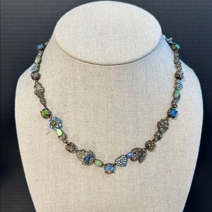 Sorrelli Floral Crystal Accent Necklace in Blue and Green